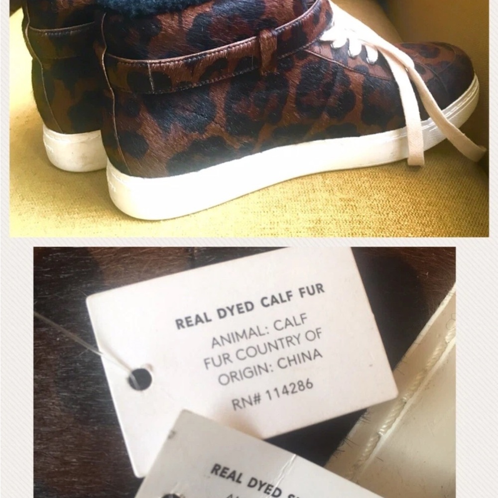 Coach Brown black Leopard Print,ltd edition hightop sneakers (calf,sheep fur)8 - Picture 2 of 12